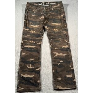 Raw X Camo Jeans Pants Mans 32x28 Green‎ Camo Stacked Skater Straight Leg